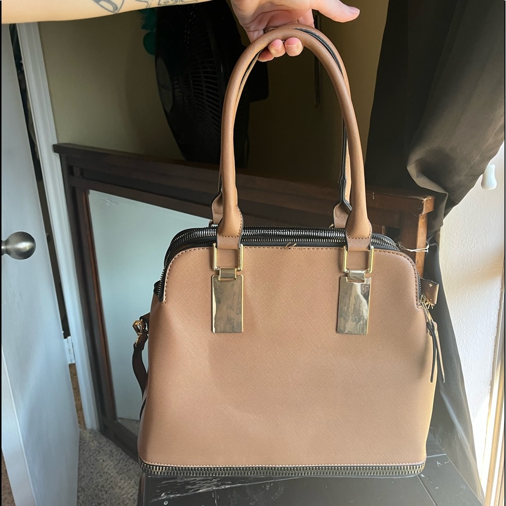 Large Tan 3 Pocket Purse